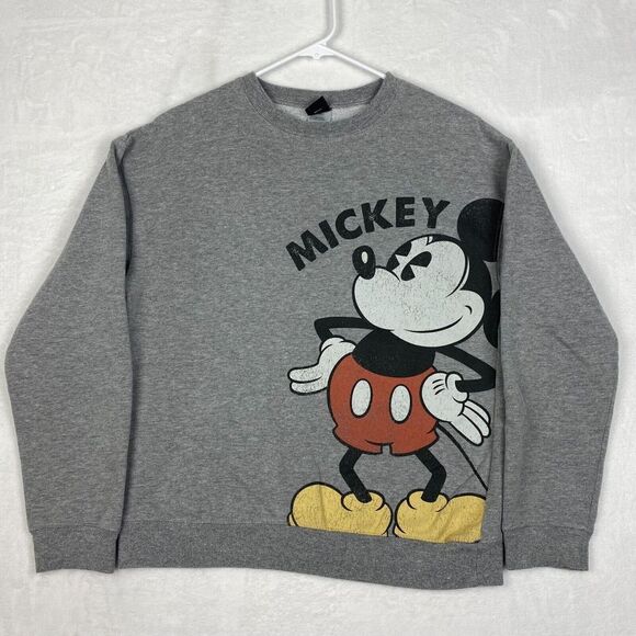Disney Mickey Mouse Sweater Adult Extra Small Gray Long Sleeve Pullover - Picture 1 of 10